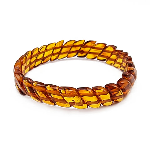 Cognac Amber Leaves Stretch Bracelet