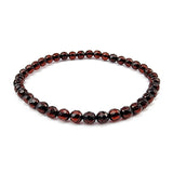 Cherry Amber Round Faceted Beads Stretch Bracelet