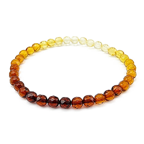 Rainbow Amber Round Faceted Beads Stretch Bracelet