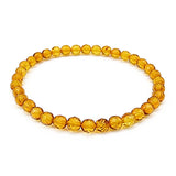 Light Cognac Amber Round Faceted Beads Stretch Bracelet