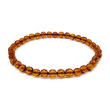 Cognac Amber Round Faceted Beads Stretch Bracelet