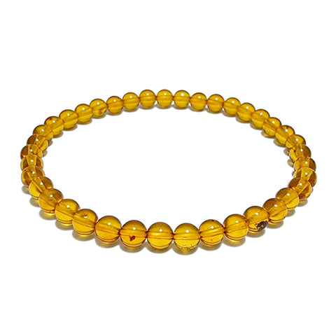 Light Cognac Amber Round Beads Stretch Bracelet