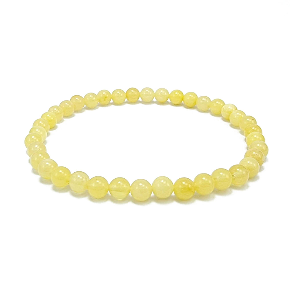 Milky Amber Round Beads Stretch Bracelet