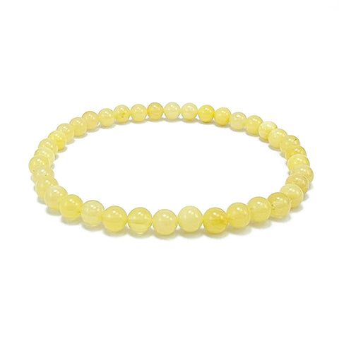 Milky Amber Round Beads Stretch Bracelet