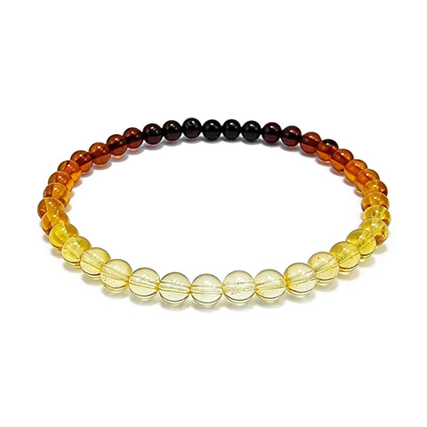 Rainbow Amber Round Beads Stretch Bracelet