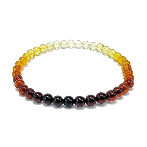 Rainbow Amber Round Beads Stretch Bracelet