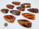 Gradient Color Amber Carved Shield Shape Cabochon
