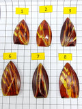 Gradient Color Amber Carved Shield Shape Cabochon