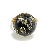 Earth Stone Amber Round Adjustable Ring 14K Gold Plated