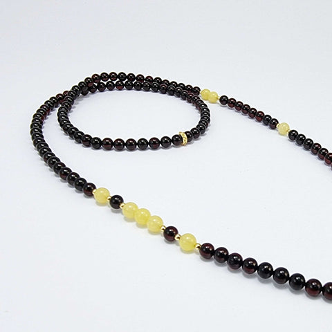 Milky And Cherry Amber Round Beaded Eyeglasses Chain