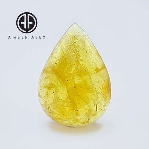 Lemon Cloudy Amber Handmade Drop Cabochons