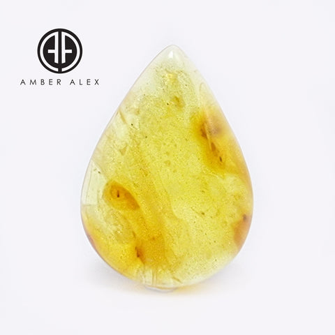 Lemon Cloudy Amber Handmade Drop Cabochons