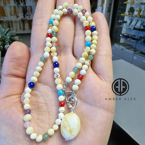 Milky Amber Baroque Beaded Necklace