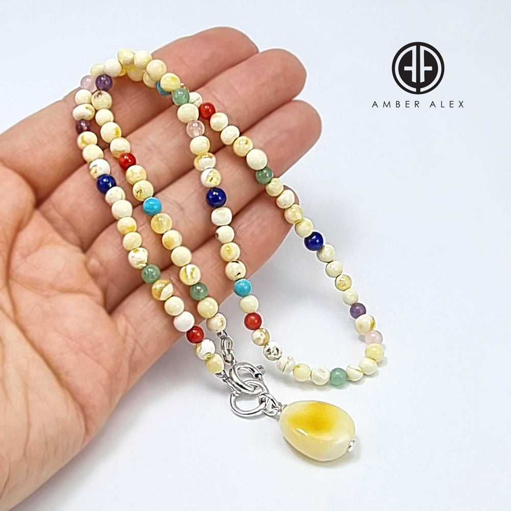 Milky Amber Baroque Beaded Necklace