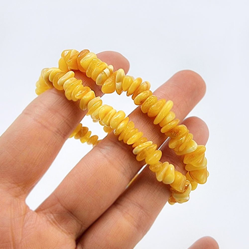 Milky Amber Beads Stretch Bracelet
