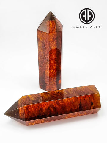 Cognac Amber Obelisk Stone