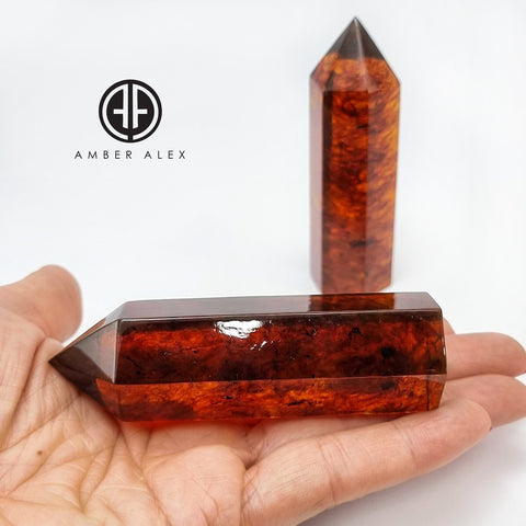 Cognac Amber Obelisk Stone