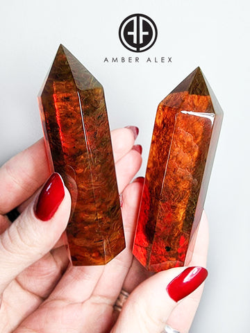 Cognac Amber Obelisk Stone