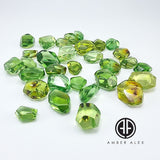 Green Amber Crystal Cut Stone