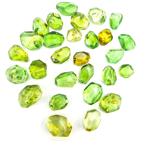 Green Amber Crystal Cut Stone