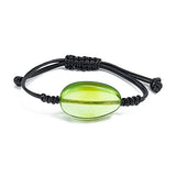 Green Amber Nugget & Leather Adjustable Bracelet