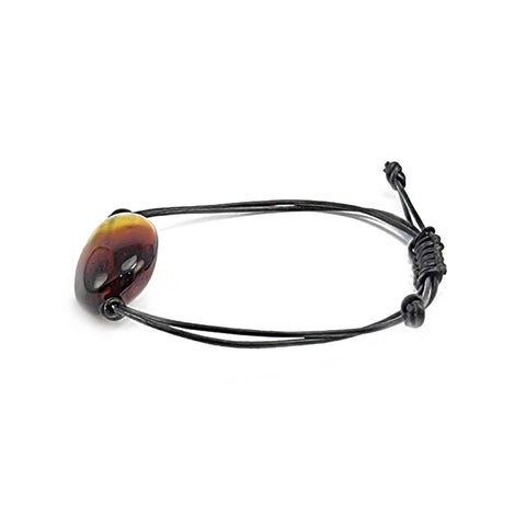 Gradient Amber Nugget & Leather Adjustable Bracelet