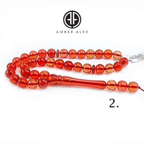 Red Amber Round Shape Beads 9 mm Islamic Prayer Beads