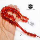 Red Amber Round Shape Beads 9 mm Islamic Prayer Beads