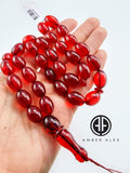 Red Amber Olive Shape Beads Islamic Prayer Beads
