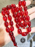 Red Amber Olive Shape Beads Islamic Prayer Beads