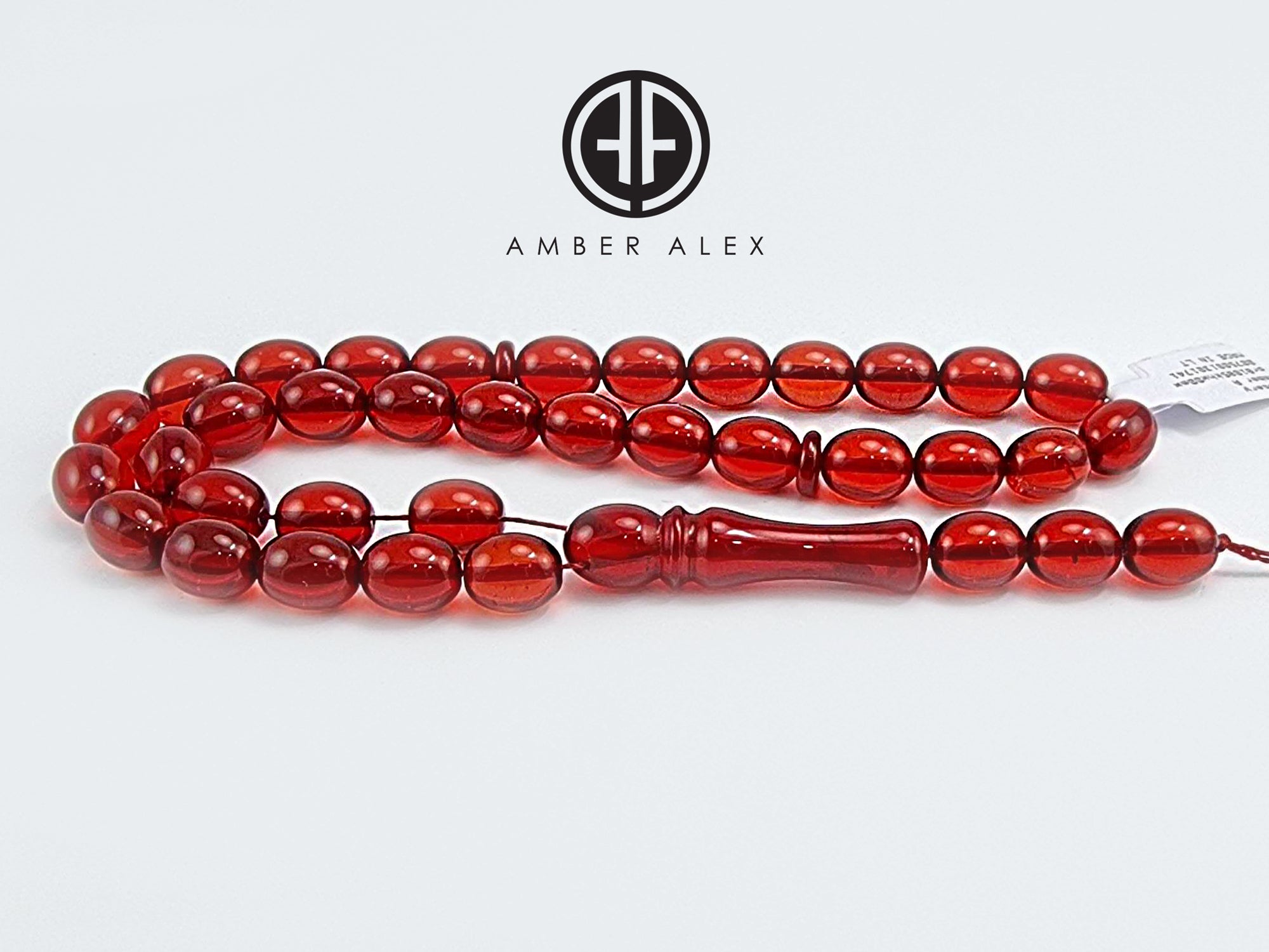 Red Amber Olive Shape Beads 8.5x10 mm Islamic Prayer Beads