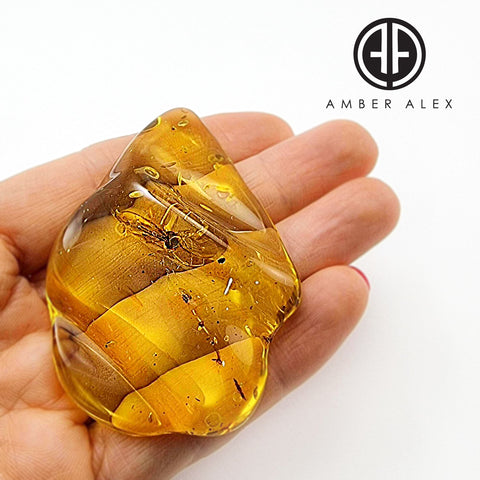 Natural Amber Wave Shape Stone With Insects