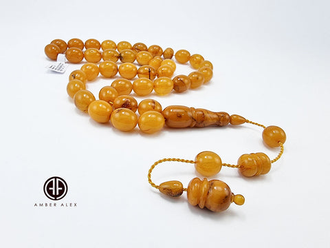 Antique Amber Egg Shape 12x14 mm Islamic Prayer Beads