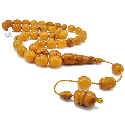 Antique Amber Egg Shape 12x14 mm Islamic Prayer Beads