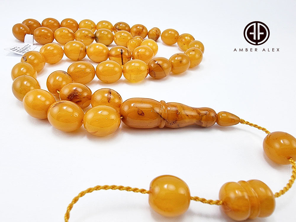 Antique Amber Egg Shape 12x14 mm Islamic Prayer Beads