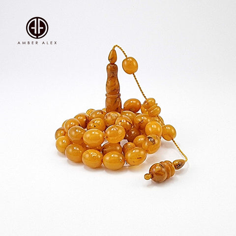 Antique Amber Egg Shape 12x14 mm Islamic Prayer Beads