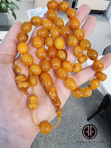 Antique Amber Egg Shape 12x14 mm Islamic Prayer Beads