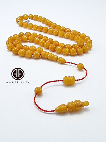 Antique Amber Round Shape 8.5mm Islamic Prayer Beads