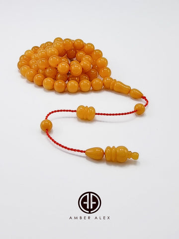 Antique Amber Round Shape 8.5mm Islamic Prayer Beads