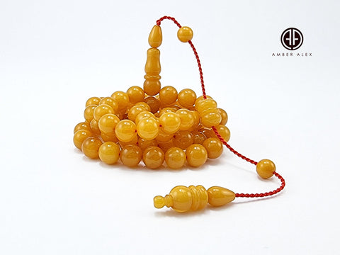 Antique Amber Round Shape 8.5mm Islamic Prayer Beads