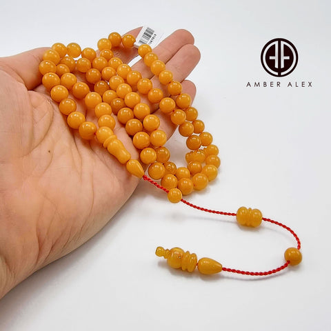 Antique Amber Round Shape 8.5mm Islamic Prayer Beads