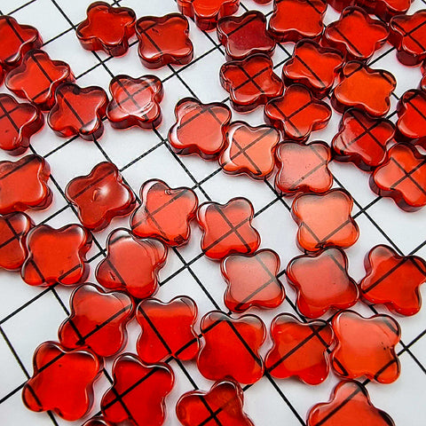 Red Amber Calibrated Clover Cabochons