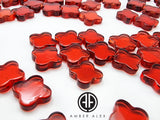 Red Amber Calibrated Clover Cabochons