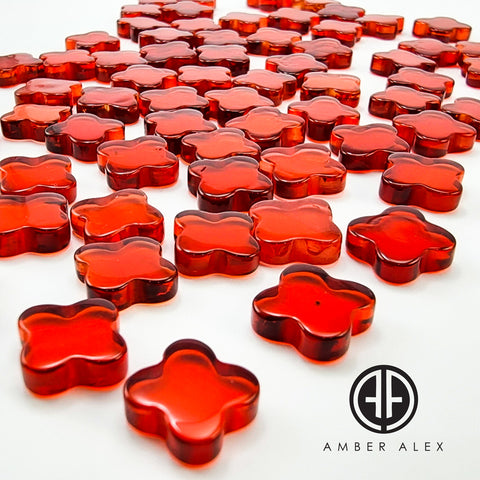 Red Amber Calibrated Clover Cabochons