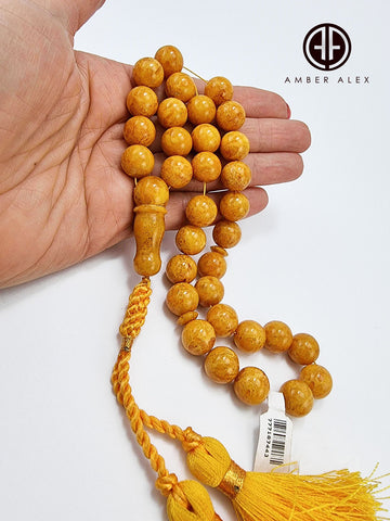 Antique Amber Round Shape 12 mm Islamic Prayer Beads