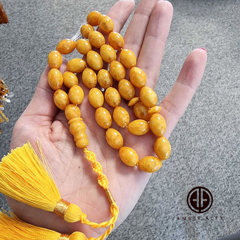 Antique Amber Olive Shape 10 mm Islamic Prayer Beads