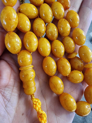 Antique Amber Olive Shape 10 mm Islamic Prayer Beads