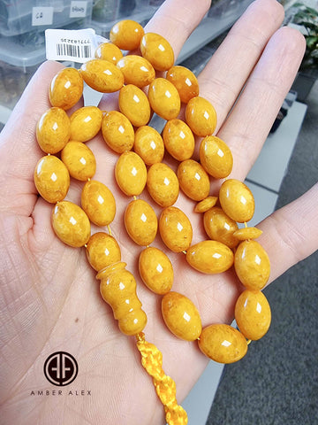 Antique Amber Olive Shape 10 mm Islamic Prayer Beads