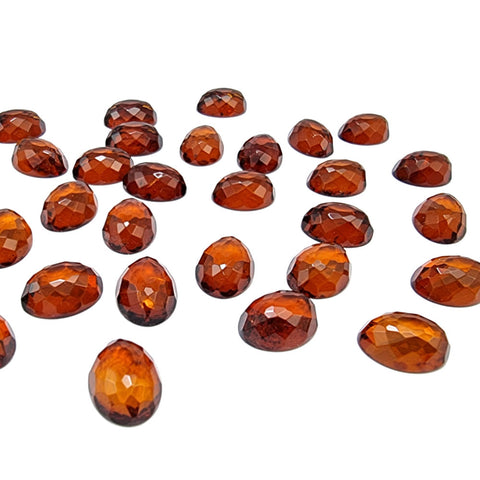 Cognac Amber Calibrated Faceted Oval Cabochons