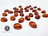 Cognac Amber Calibrated Faceted Oval Cabochons